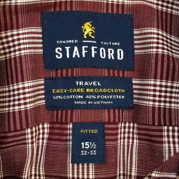 2 Stafford Easy-care Broadcloth Fitted 15.5/32-33 - Picture 2 of 7